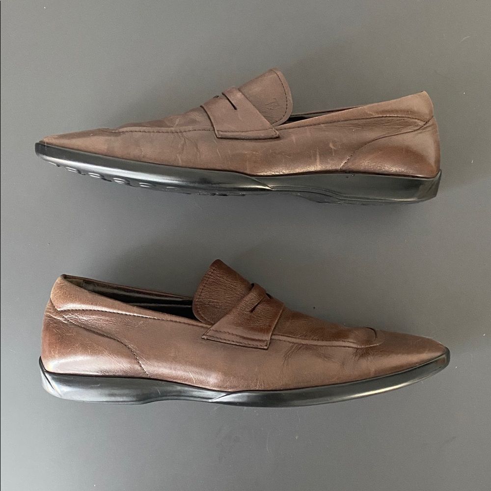 Tod's Brown Leather Driver’s Loafers 9.5 Designer Luxury Country Club Old Money - Picture 11 of 12